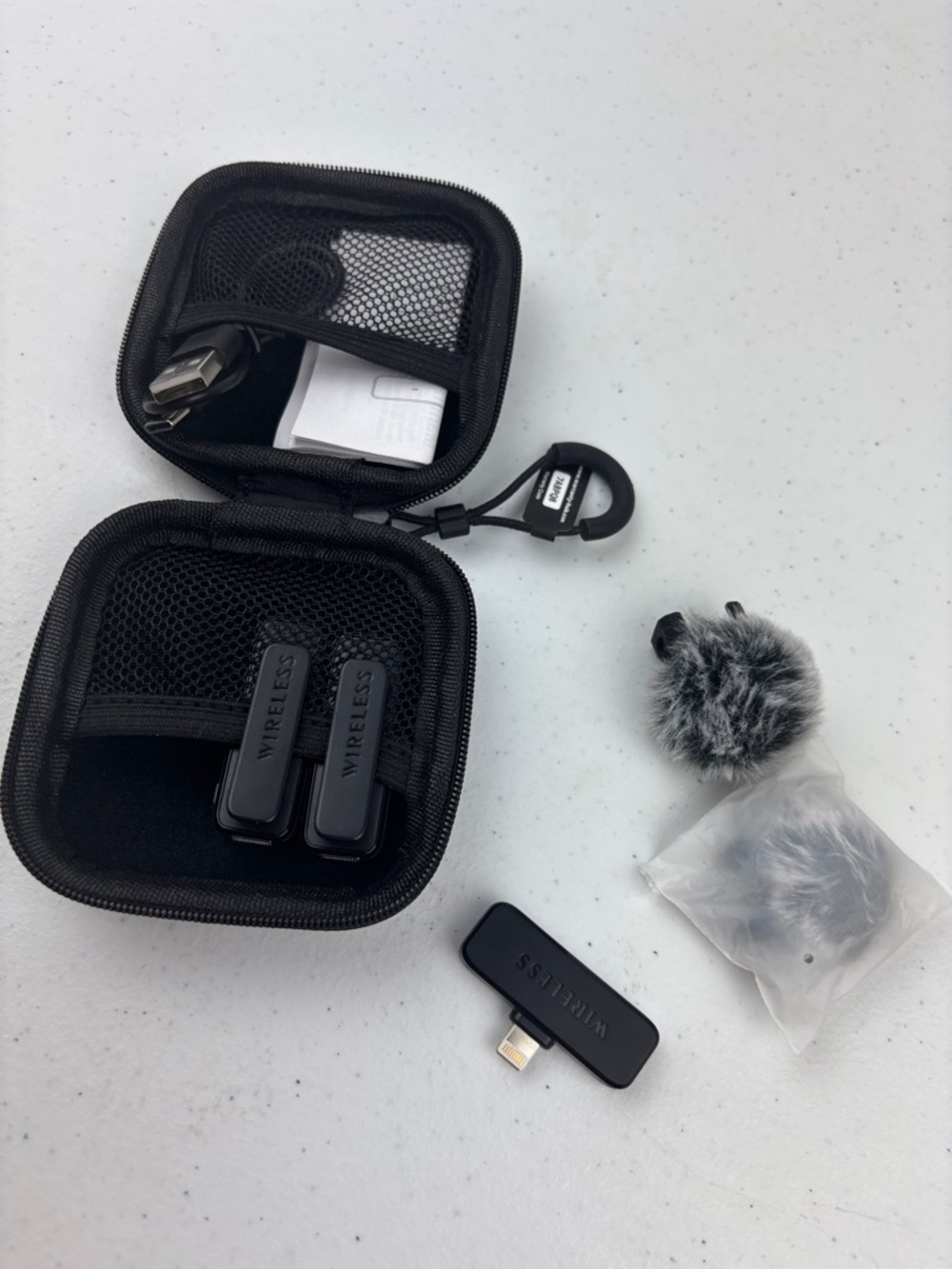 Wireless Microphone Kit with Furry Windscreen - Black